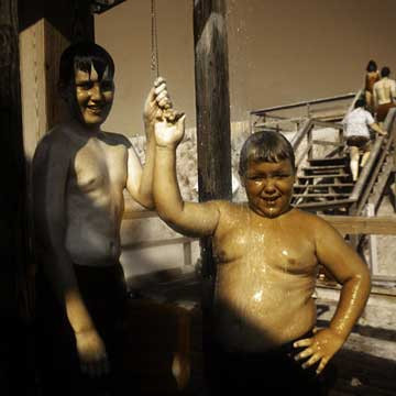 Boys at Shower - Assateague